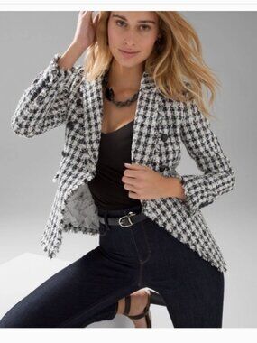 NWT White House Black Market Tweed Houndstooth Novelty Blazer sz 10